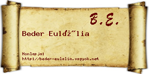 Beder Eulália névjegykártya